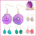Hot selling high quality natural agate druzy irregular shaped multicolored earrings